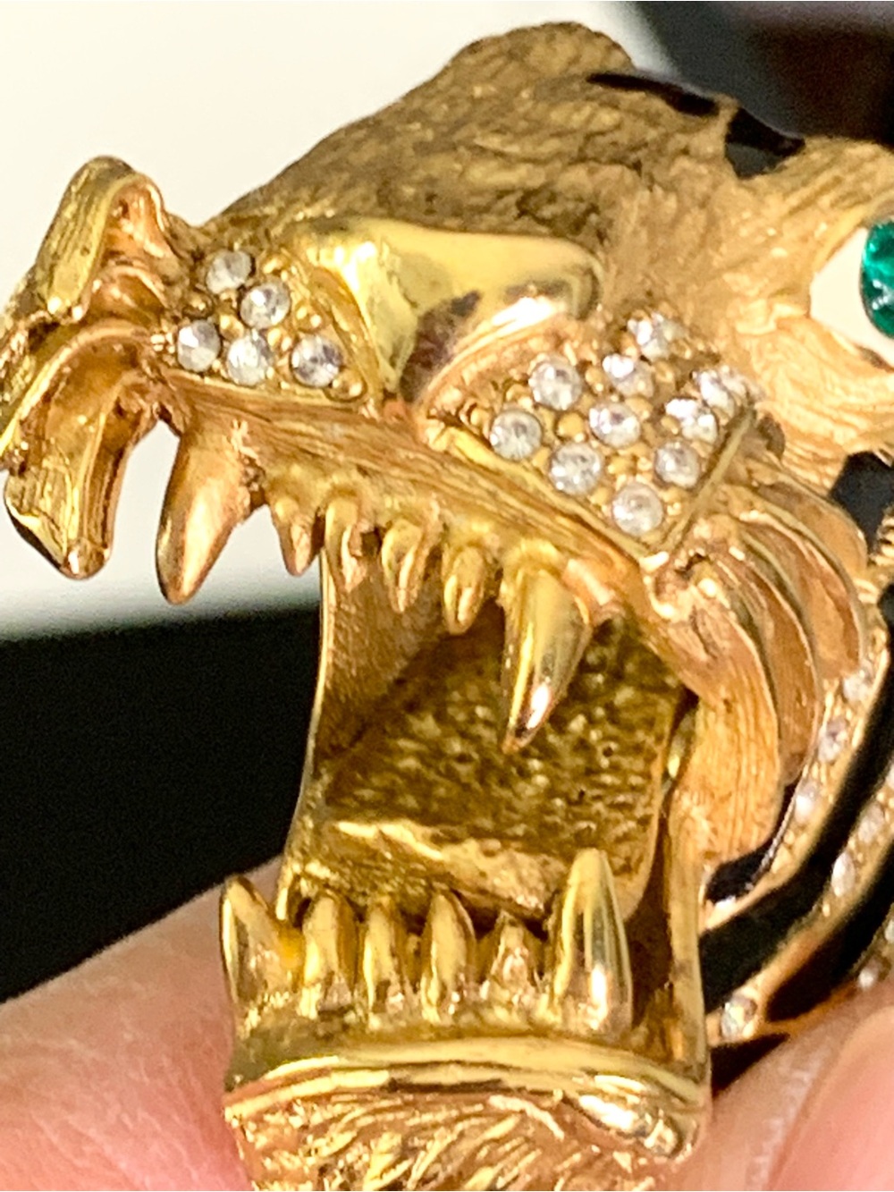VINTAGE ERWIN PEARL RHINESTONE ENAMEL TIGER BROOCH - Picture 9 of 14